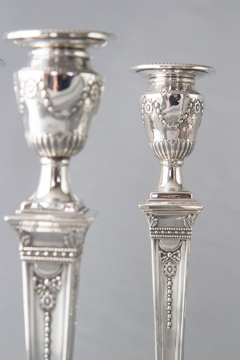 An Exceptional Set of Four Victorian Silver Candlesticks and Candelabra Sheffield 1880, Hawksworth and Eyre