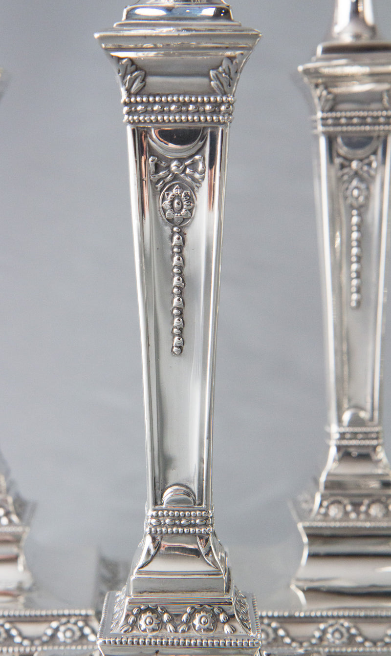 An Exceptional Set of Four Victorian Silver Candlesticks and Candelabra Sheffield 1880, Hawksworth and Eyre