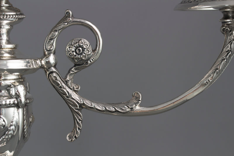 A Pair of Silver Three Light  Victorian Candelabra Sheffield 1898 by Walker and Hall