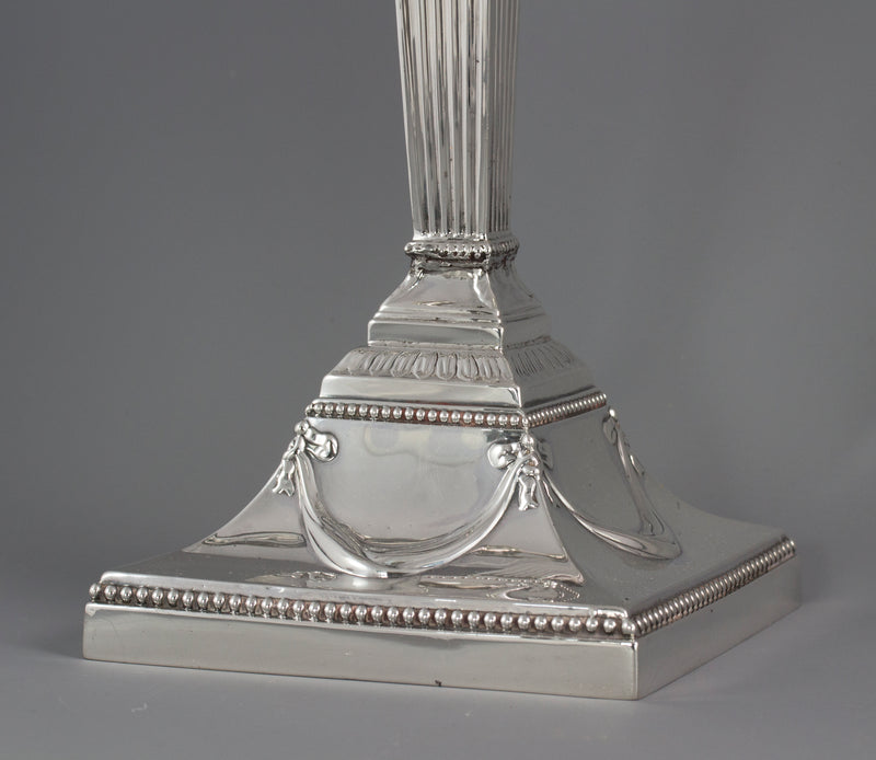 A Pair of Silver Three Light  Victorian Candelabra Sheffield 1898 by Walker and Hall