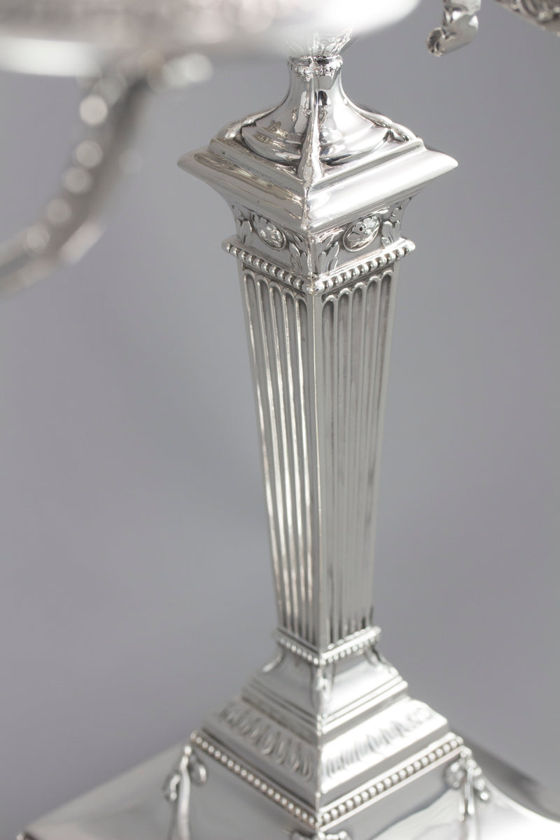 A Pair of Silver Three Light  Victorian Candelabra Sheffield 1898 by Walker and Hall