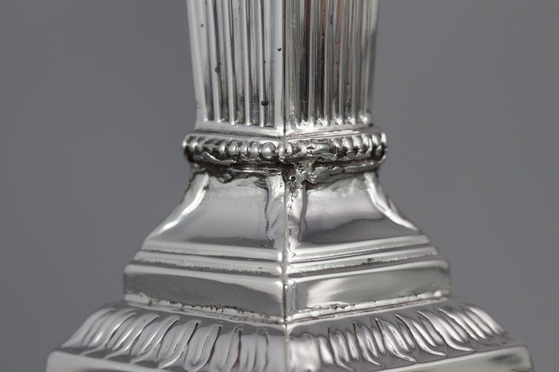 A Pair of Silver Three Light  Victorian Candelabra Sheffield 1898 by Walker and Hall