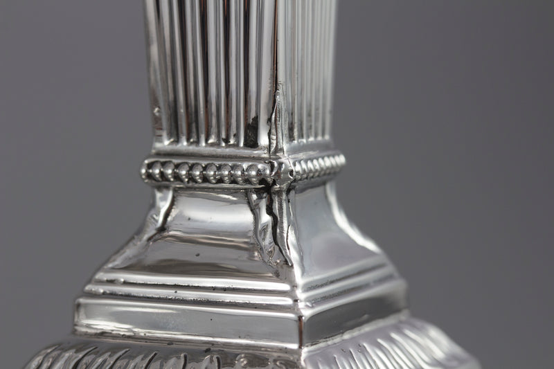 A Pair of Silver Three Light  Victorian Candelabra Sheffield 1898 by Walker and Hall