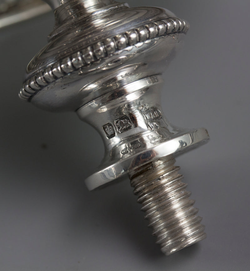 A Pair of Silver Three Light  Victorian Candelabra Sheffield 1898 by Walker and Hall