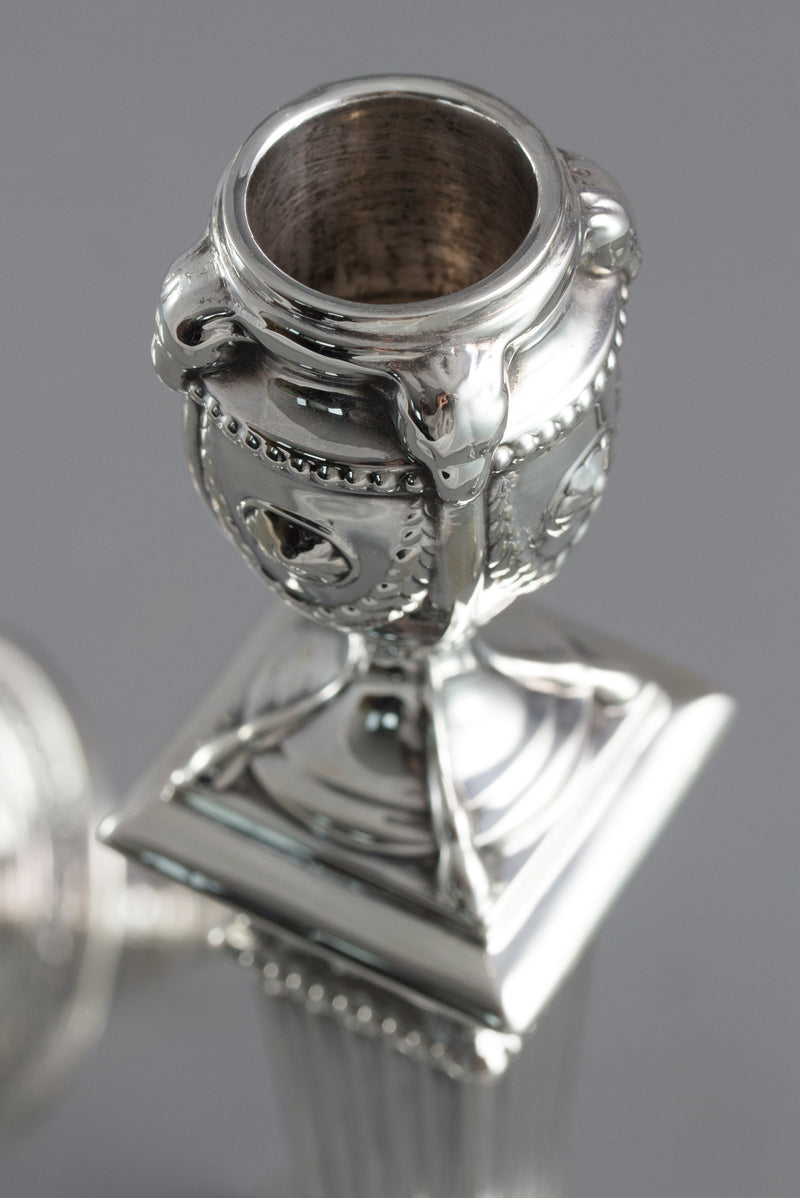 A Pair of Silver Three Light  Victorian Candelabra Sheffield 1898 by Walker and Hall