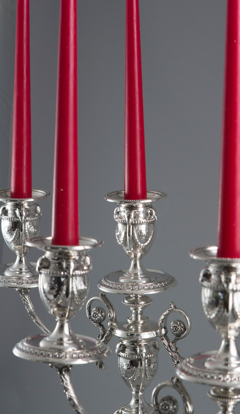 A Pair of Silver Three Light  Victorian Candelabra Sheffield 1898 by Walker and Hall
