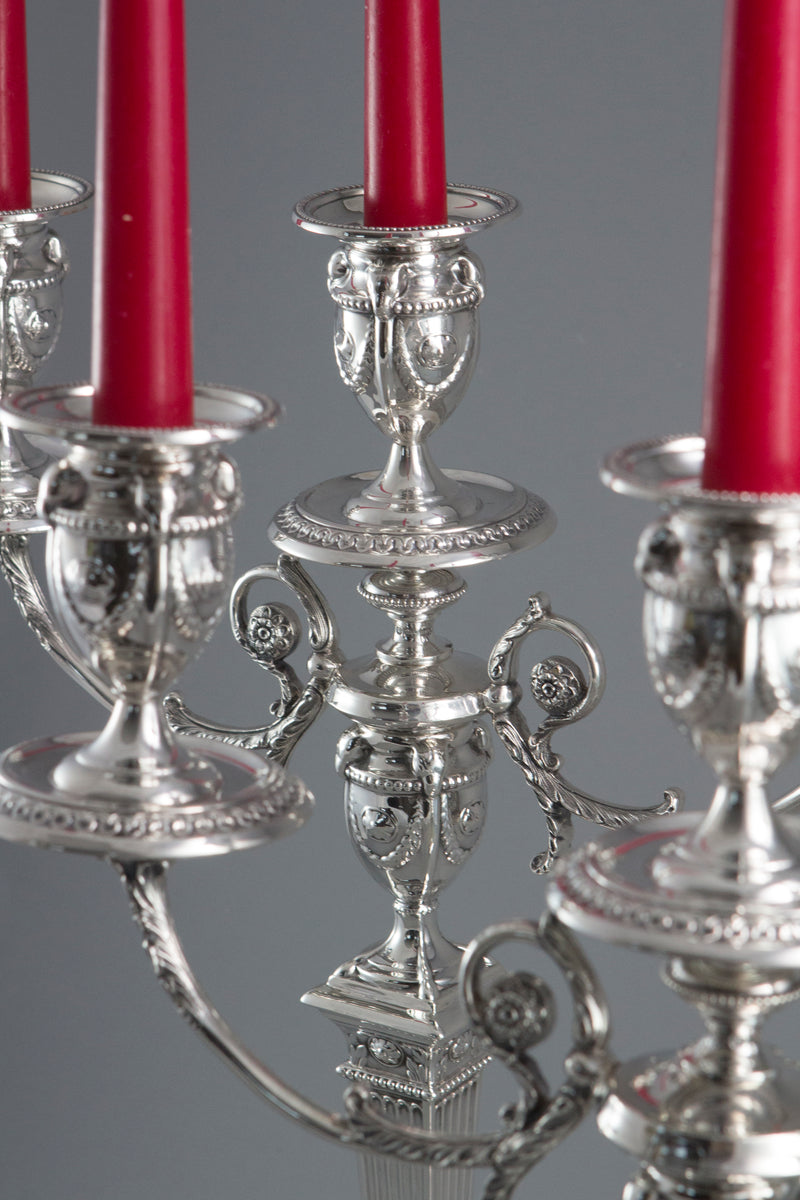 A Pair of Silver Three Light  Victorian Candelabra Sheffield 1898 by Walker and Hall
