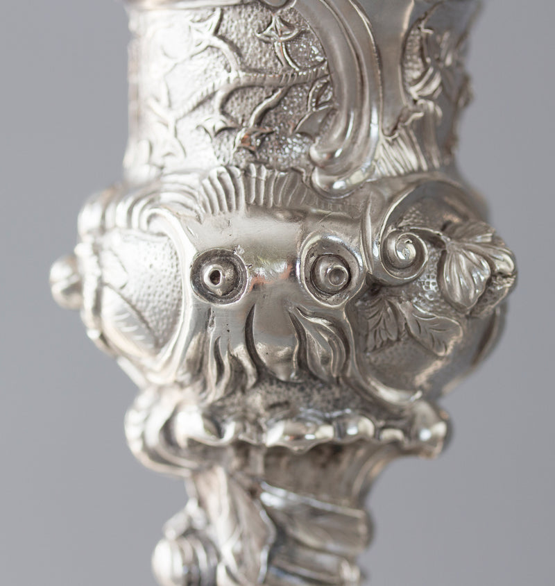 An Impressive Pair of Cast Silver Four-Light Candelabra, London 1812 by William Pitts