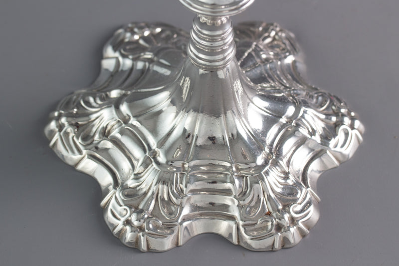 A Pair of George III Cast Silver Candlesticks, London 1763 by William Cafe