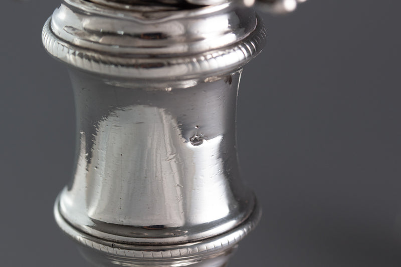 A Pair of George III Cast Silver Candlesticks, London 1763 by William Cafe