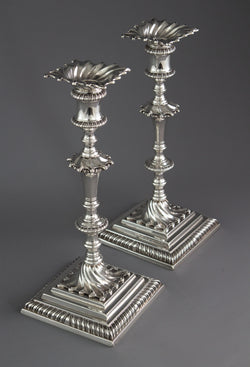 A Superb Pair of Georgian Silver Candlesticks London 1766/7 by Ebenezer Coker