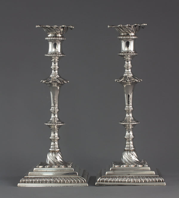 A Superb Pair of Georgian Silver Candlesticks London 1766/7 by Ebenezer Coker