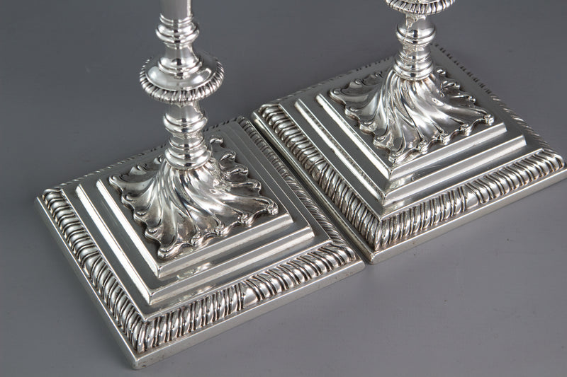 A Superb Pair of Georgian Silver Candlesticks London 1766/7 by Ebenezer Coker