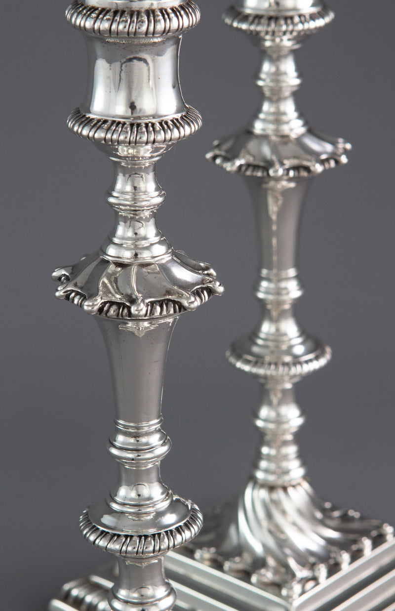 A Superb Pair of Georgian Silver Candlesticks London 1766/7 by Ebenezer Coker