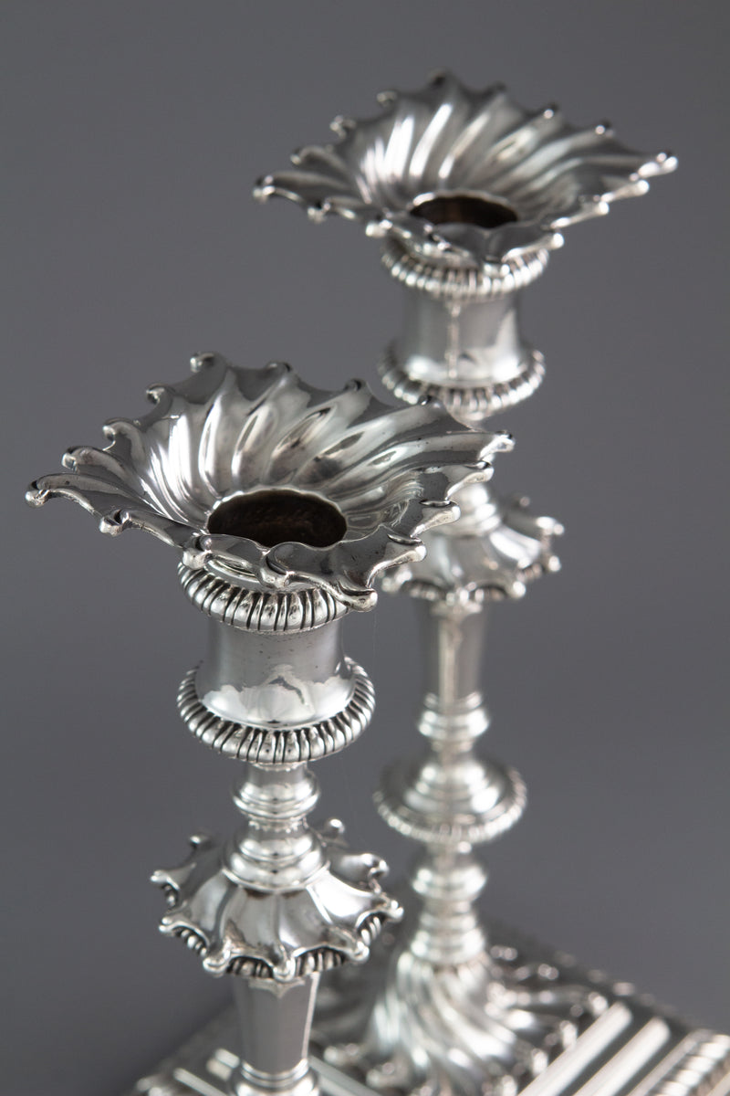 A Superb Pair of Georgian Silver Candlesticks London 1766/7 by Ebenezer Coker
