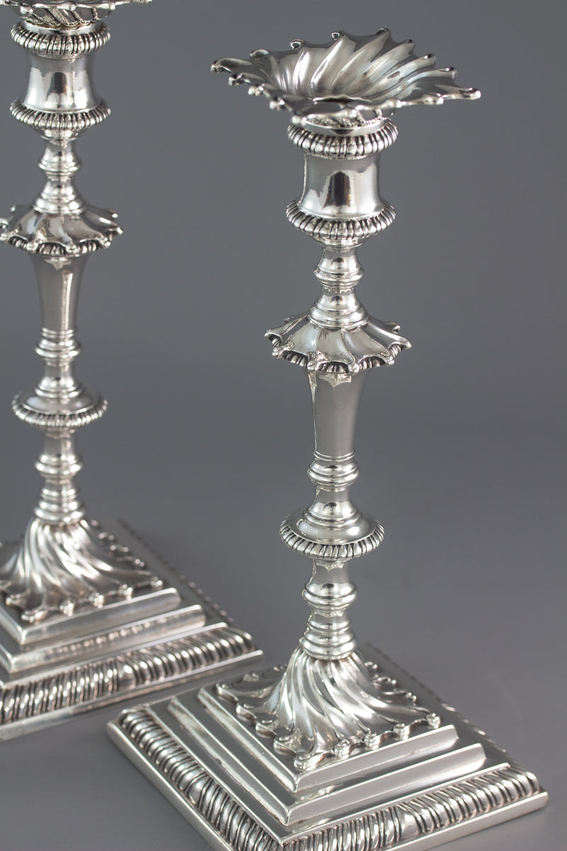 A Superb Pair of Georgian Silver Candlesticks London 1766/7 by Ebenezer Coker