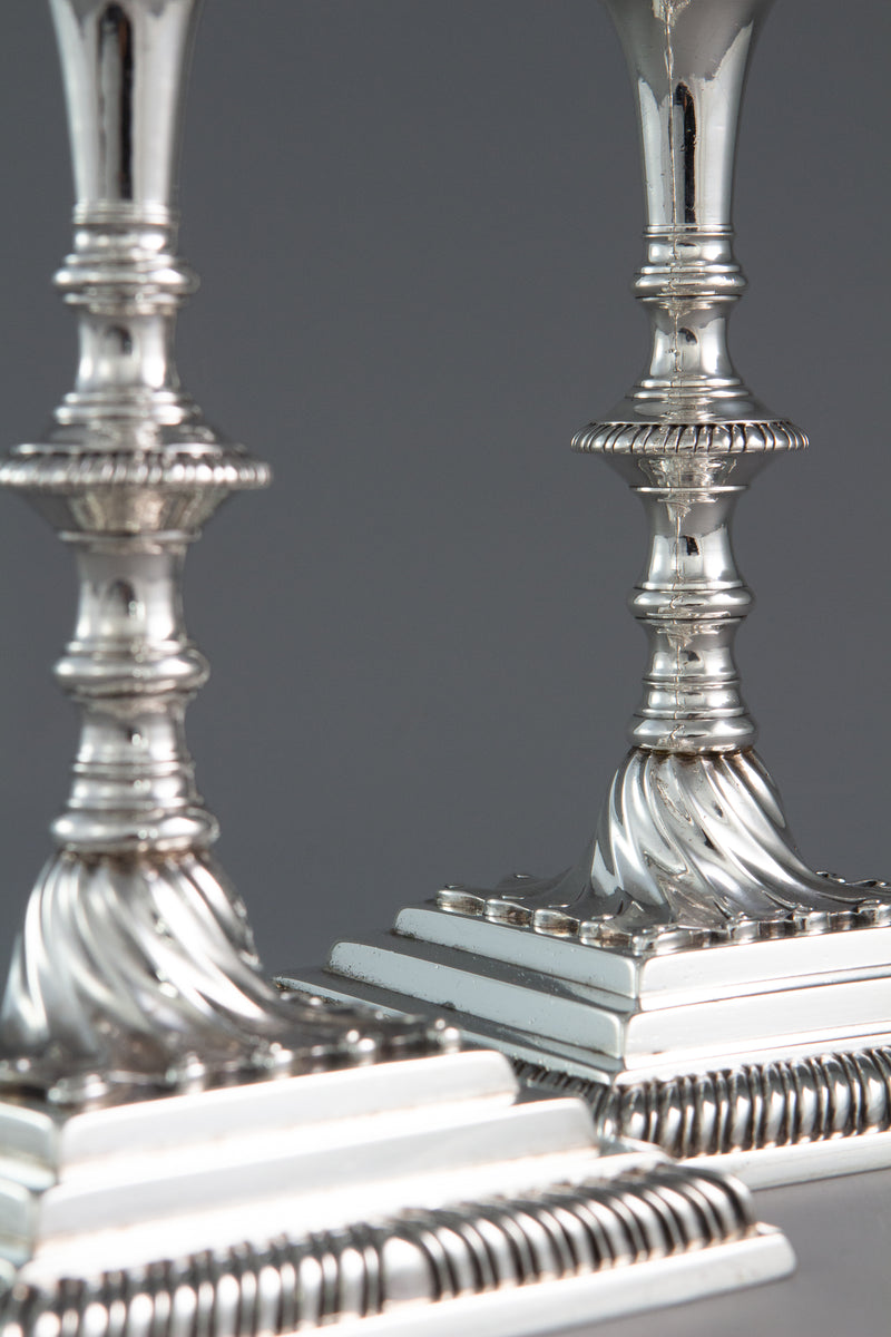A Superb Pair of Georgian Silver Candlesticks London 1766/7 by Ebenezer Coker