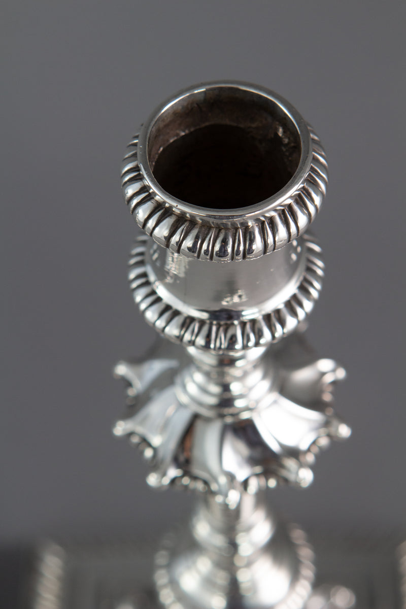 A Superb Pair of Georgian Silver Candlesticks London 1766/7 by Ebenezer Coker