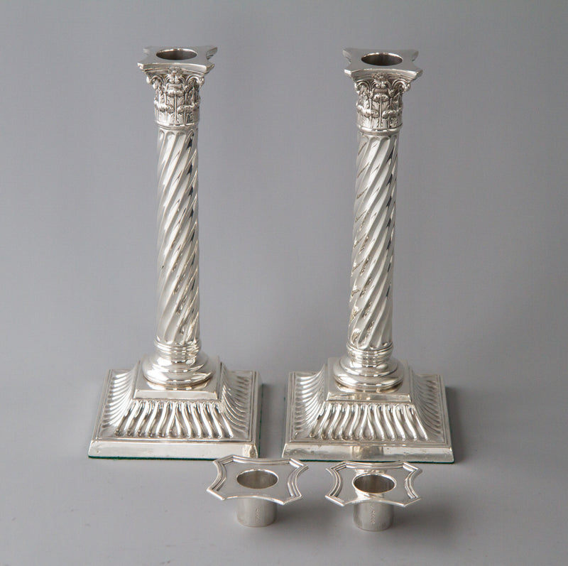 A Very Good Pair of Victorian Silver Candlesticks, London 1887 Martin, Hall & Co