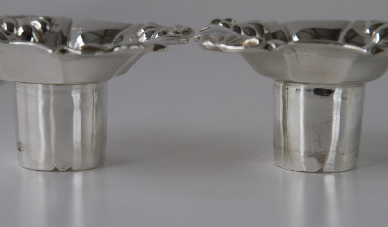 A Superb Pair of George II Cast Silver Candlesticks by John Cafe London 1754