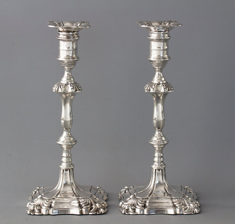 A Good Pair of Silver Candlesticks in Mid18C Style by Thomas A. Scott