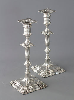 A Good Pair of Silver Candlesticks in Mid18C Style by Thomas A. Scott