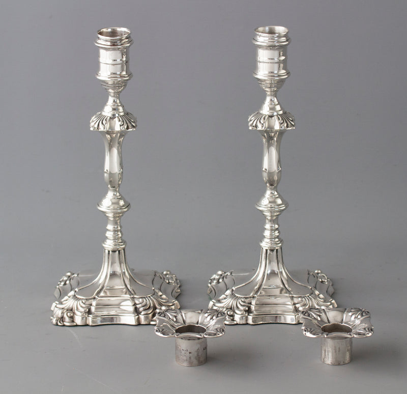 A Good Pair of Silver Candlesticks in Mid18C Style by Thomas A. Scott