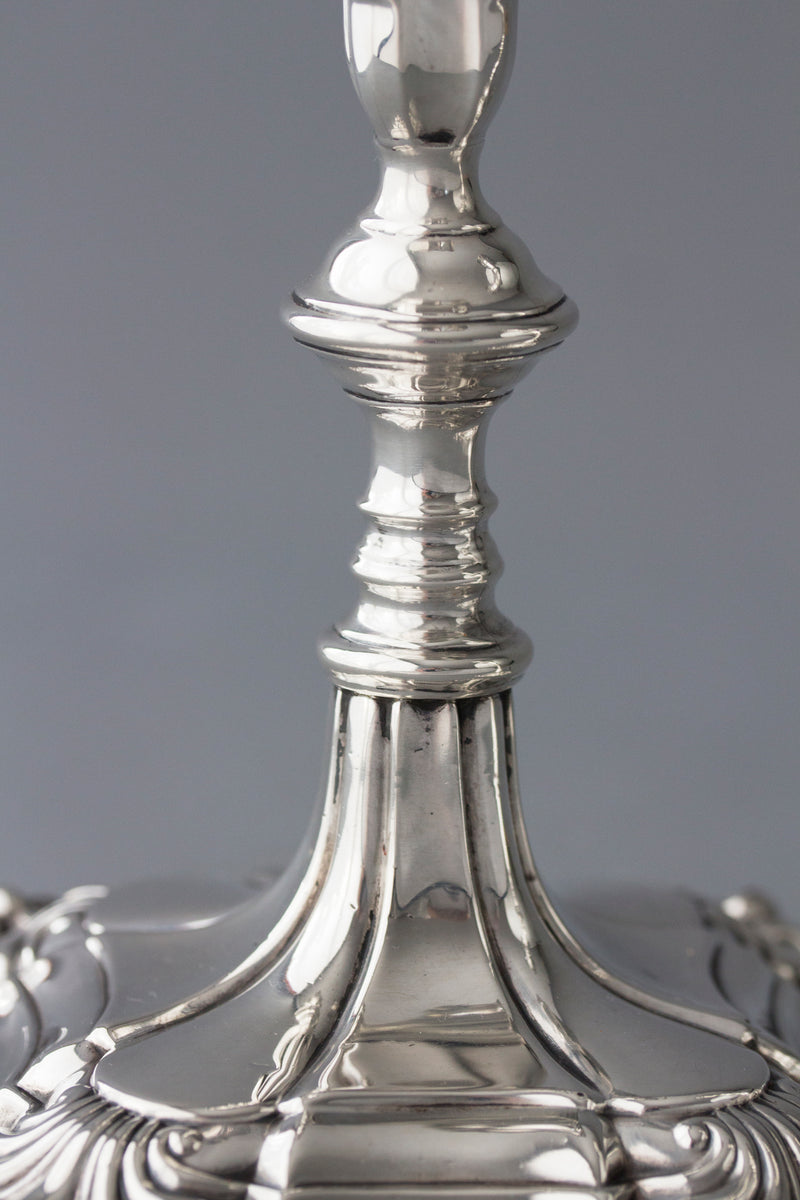 A Good Pair of Silver Candlesticks in Mid18C Style by Thomas A. Scott