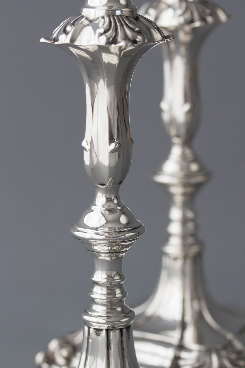 A Good Pair of Silver Candlesticks in Mid18C Style by Thomas A. Scott