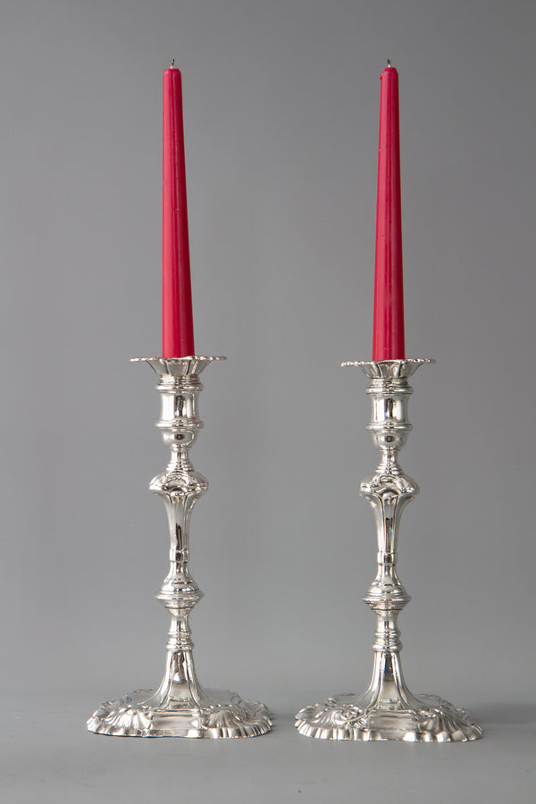 A Very Fine Pair of Cast Silver Candlesticks, William Cripps, 1759