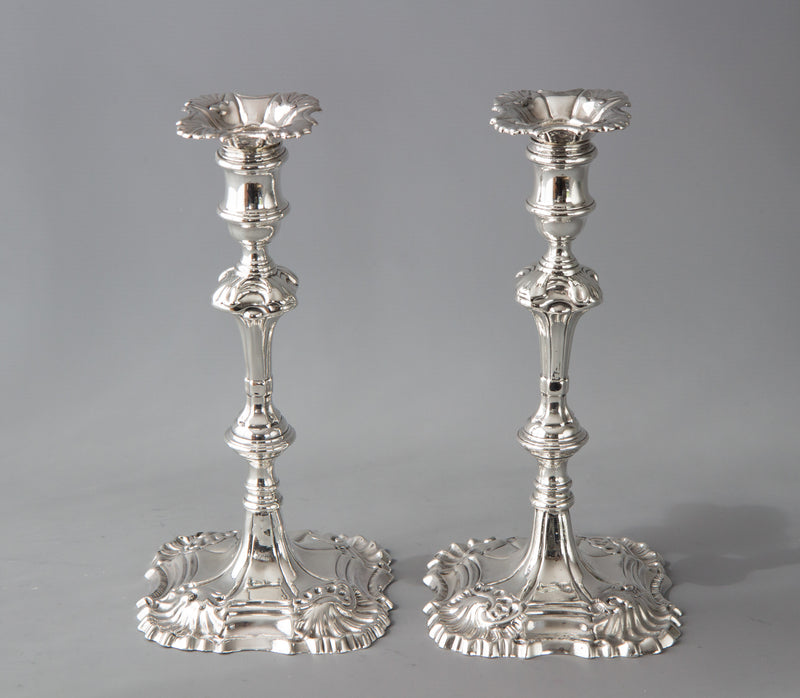 A Very Fine Pair of Cast Silver Candlesticks, William Cripps, 1759