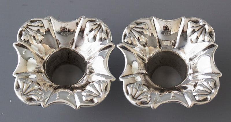 A Very Good Pair of Georgian Cast Silver Candlesticks, London 1752 by William Grundy