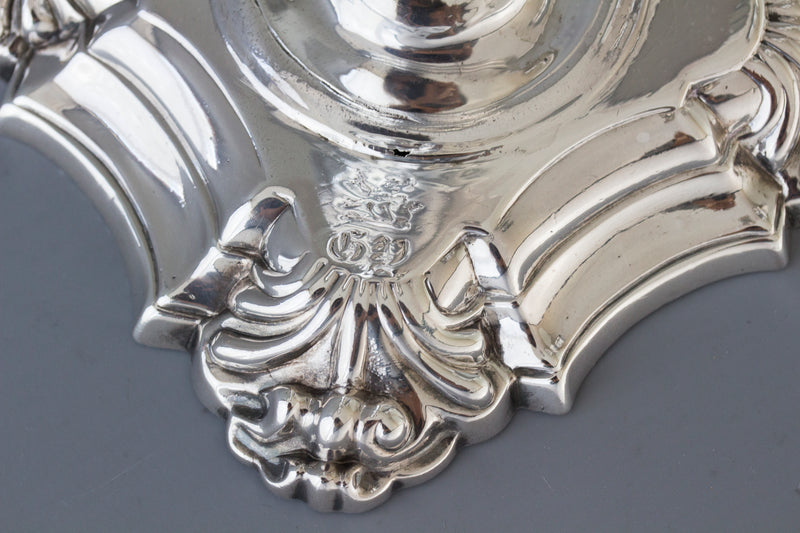 A Very Good Pair of Georgian Cast Silver Candlesticks, London 1752 by William Grundy