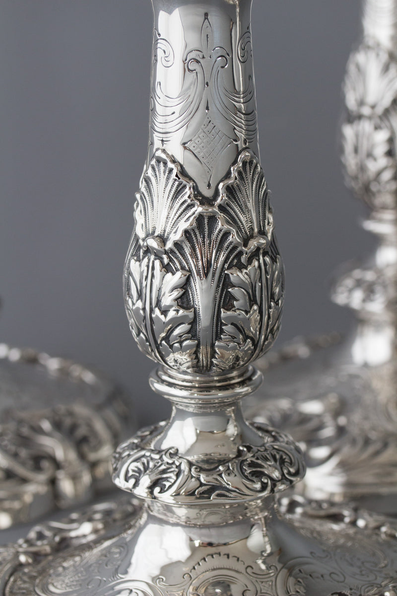 A Good Set of Four Early Victorian Silver Candlesticks Sheffield 1841 and 1848