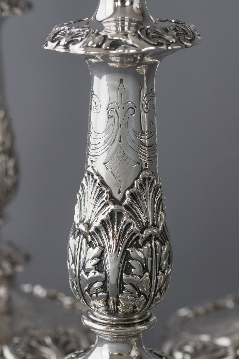 A Good Set of Four Early Victorian Silver Candlesticks Sheffield 1841 and 1848