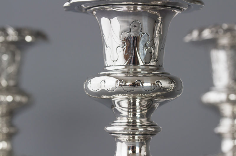 A Good Set of Four Early Victorian Silver Candlesticks Sheffield 1841 and 1848