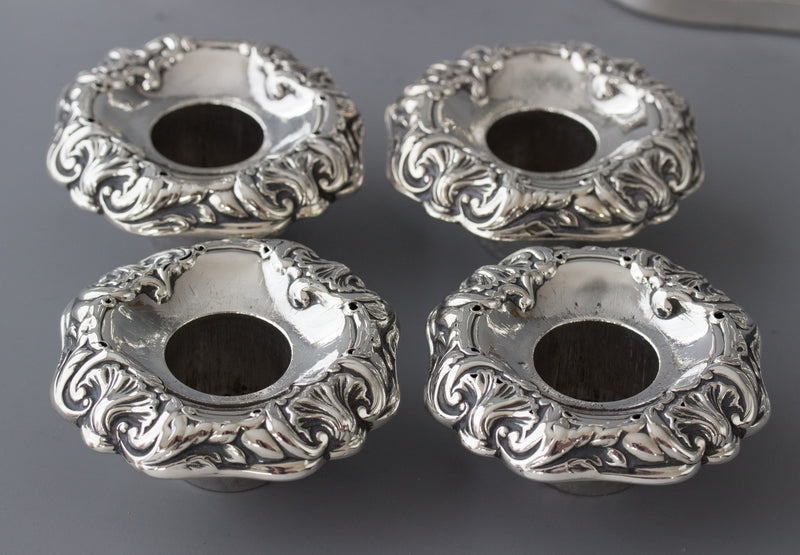 A Good Set of Four Early Victorian Silver Candlesticks Sheffield 1841 and 1848