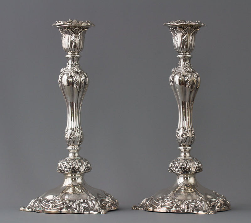 A Very Good Pair of Victorian Silver Candlesticks Sheffield 1847 by T.J. and N.Creswick