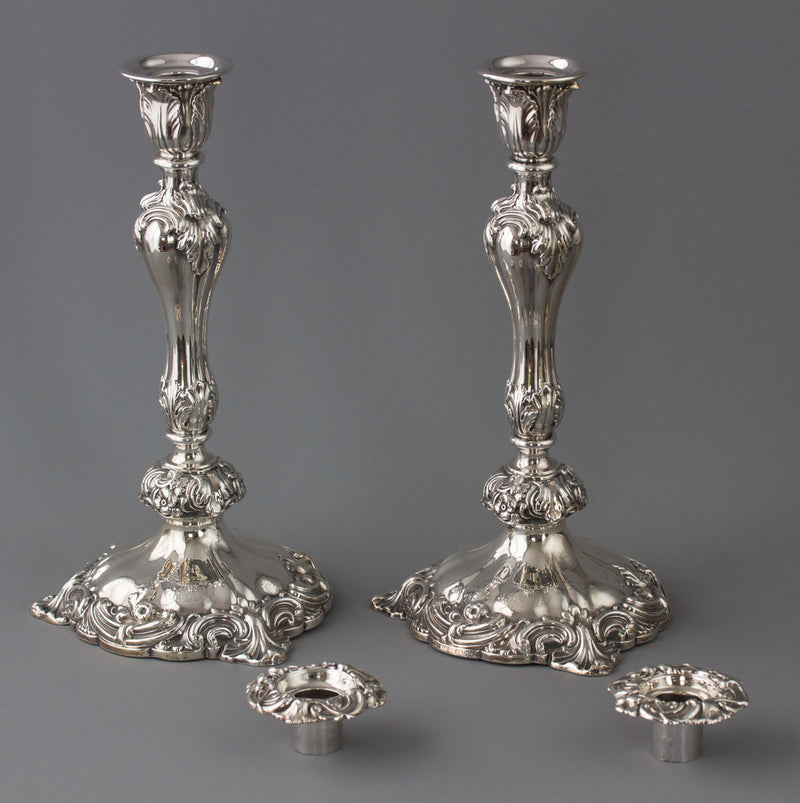 A Very Good Pair of Victorian Silver Candlesticks Sheffield 1847 by T.J. and N.Creswick