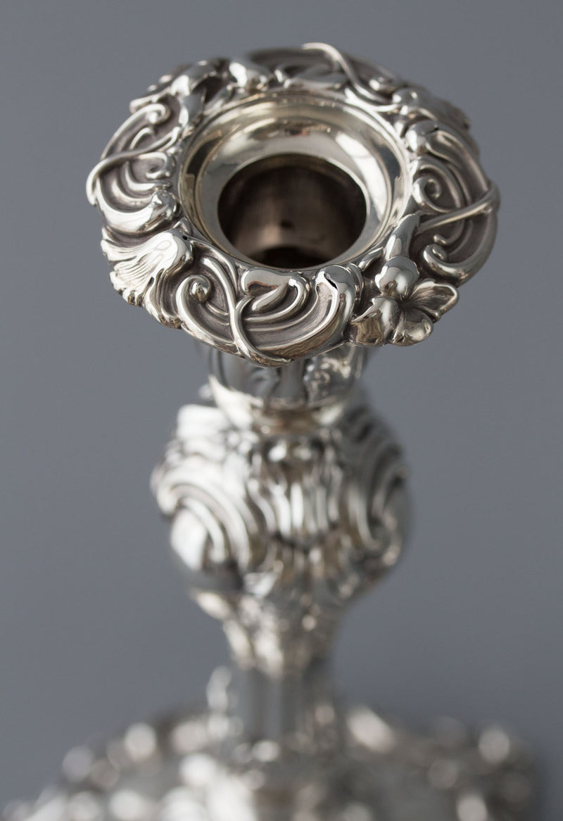 A Very Good Pair of Victorian Silver Candlesticks Sheffield 1847 by T.J. and N.Creswick
