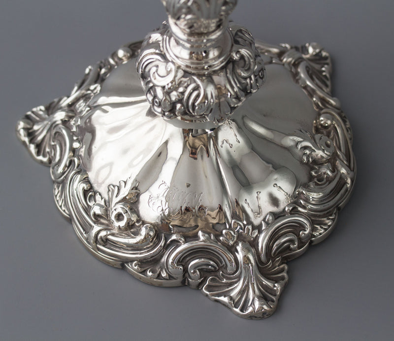 A Very Good Pair of Victorian Silver Candlesticks Sheffield 1847 by T.J. and N.Creswick