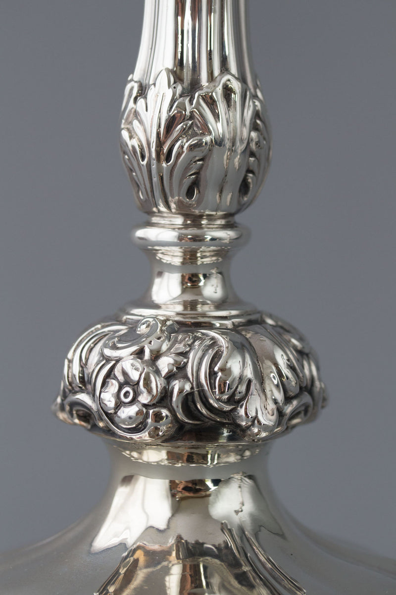 A Very Good Pair of Victorian Silver Candlesticks Sheffield 1847 by T.J. and N.Creswick