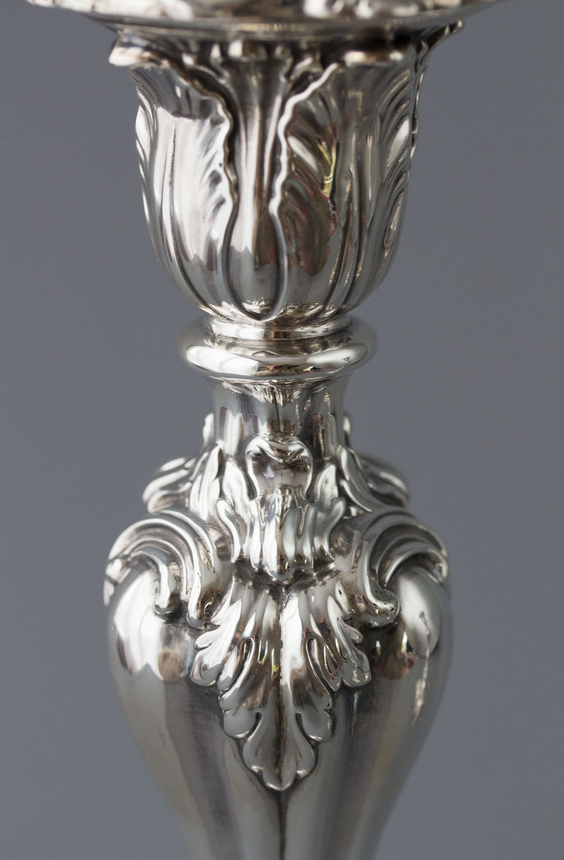A Very Good Pair of Victorian Silver Candlesticks Sheffield 1847 by T.J. and N.Creswick