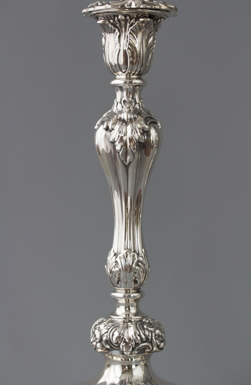 A Very Good Pair of Victorian Silver Candlesticks Sheffield 1847 by T.J. and N.Creswick