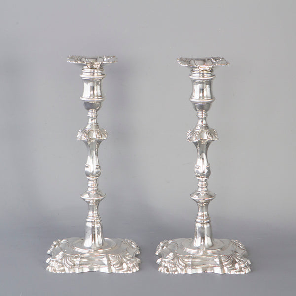 A superb pair of Cast George III Silver Candlesticks, London 1762 by William Cafe