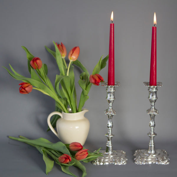A superb pair of Cast George III Silver Candlesticks, London 1762 by William Cafe