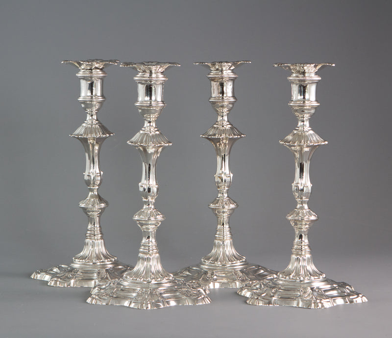 A Very Fine Set of Four Georgian Silver Table Candlesticks London 1753 by William Grundy