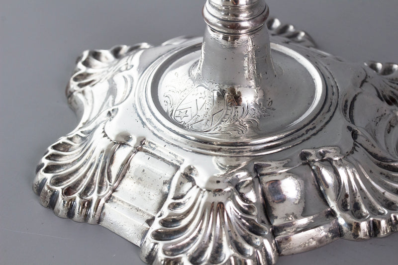 A Very Fine Set of Cast Silver Candlesticks by John Cafe London 1750