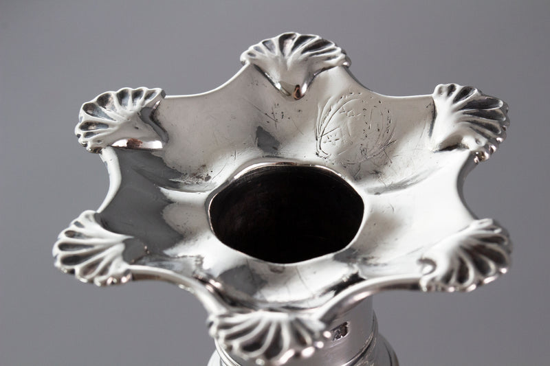 A Very Fine Set of Cast Silver Candlesticks by John Cafe London 1750