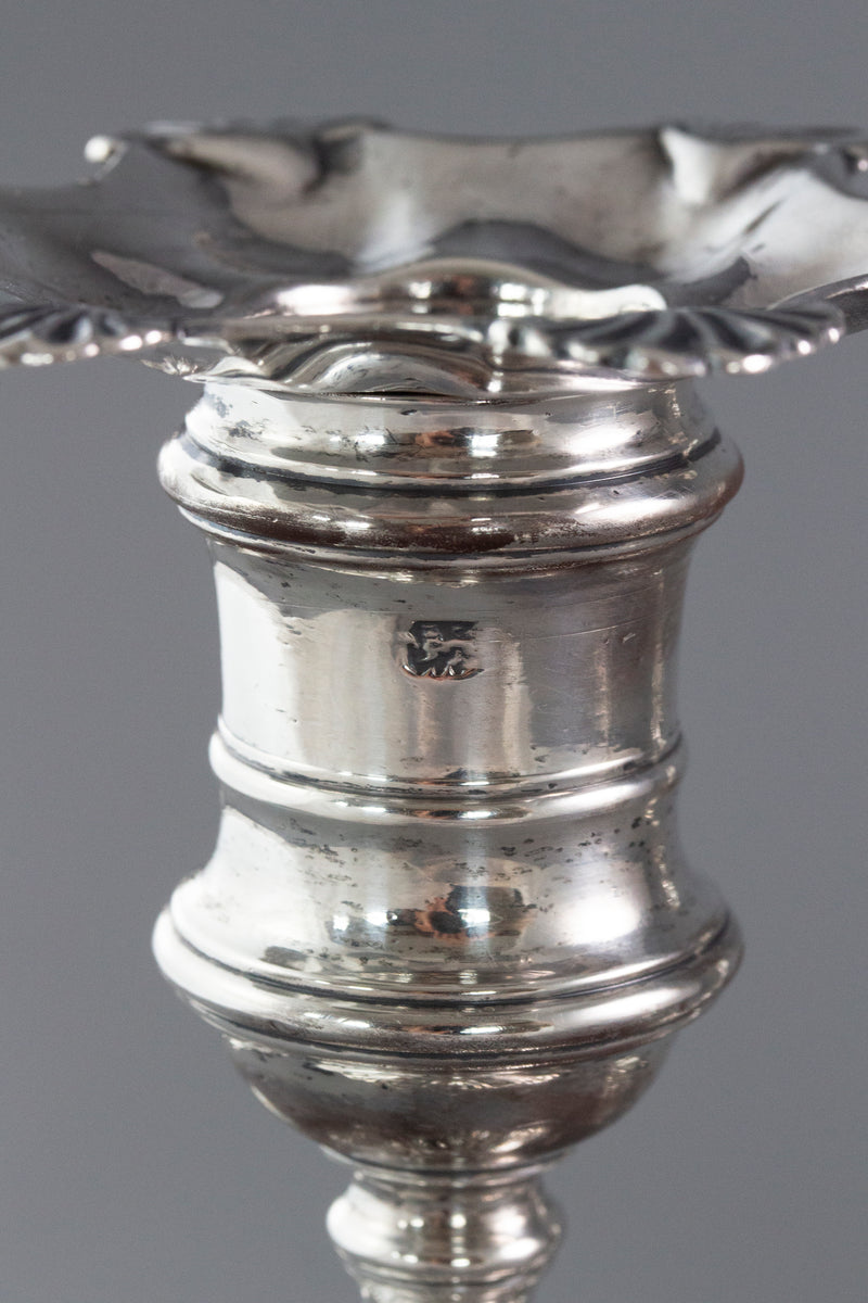 A Very Fine Set of Cast Silver Candlesticks by John Cafe London 1750